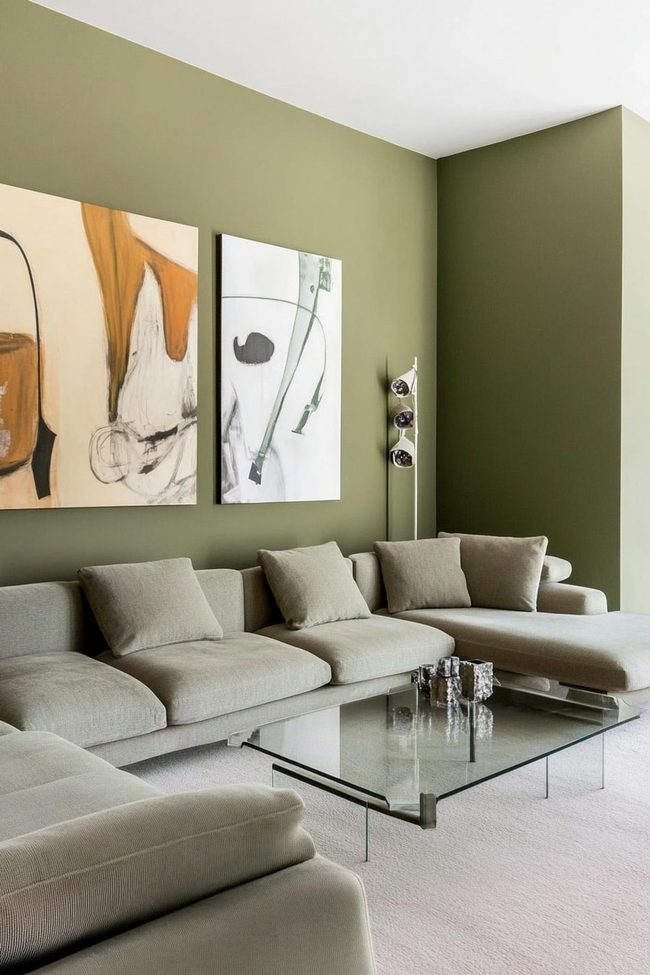 Olive Green Minimalist Living Space