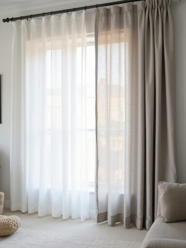 Sheer And Blackout Curtain Layering