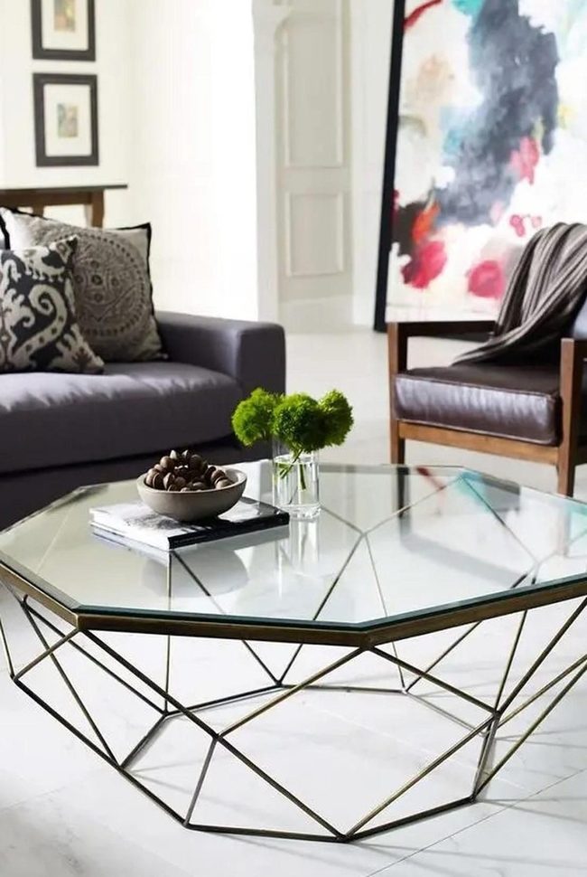 Glass And Leather Modern Living