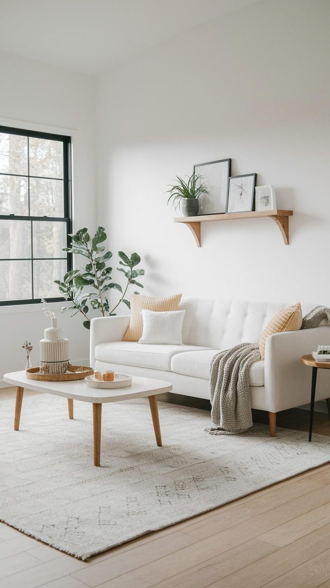 White Sofa With Black Window Frames