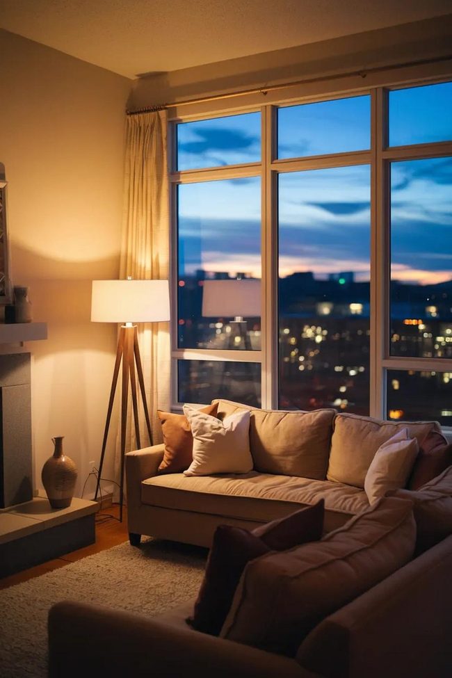 Beige Sofa, Golden Hour Window View