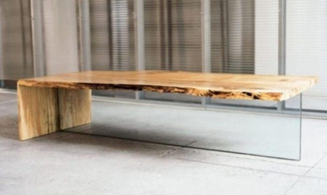 Live Edge Wood Glass Table
