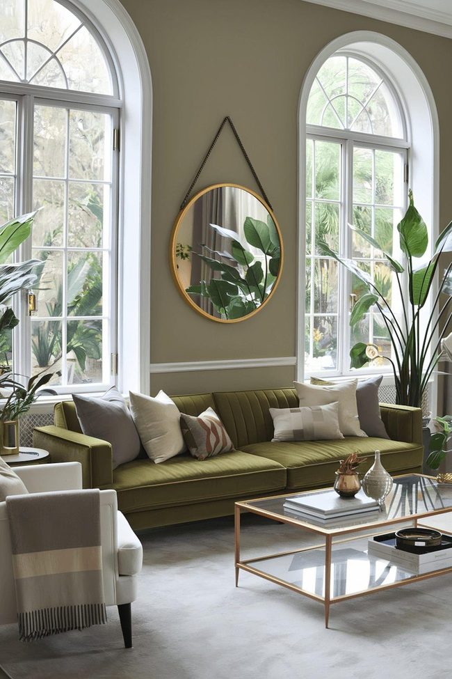 Emerald Sofa With Gold-Framed Refinement