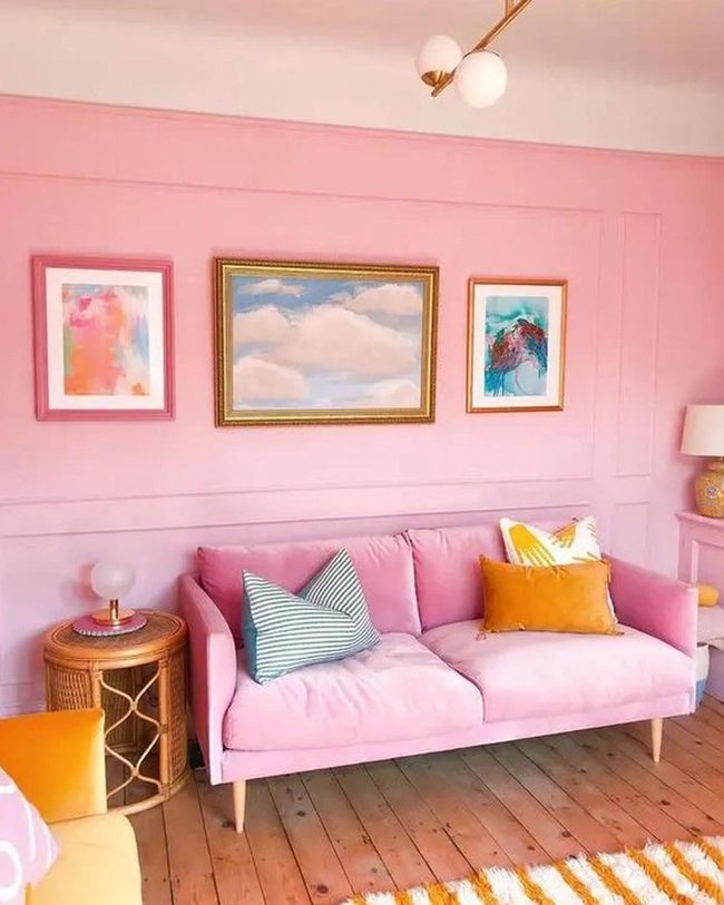 Pink Walls, Striped Patterns, Bright Art