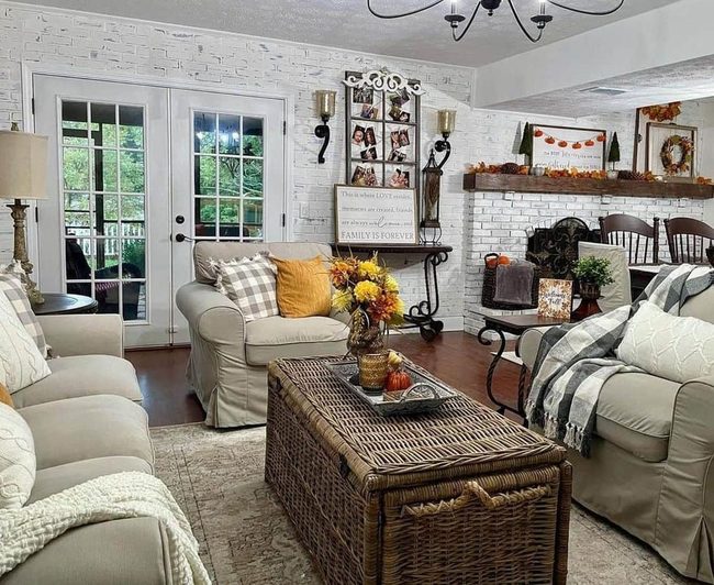 Yellow Flowers Brighten Beige Living Room