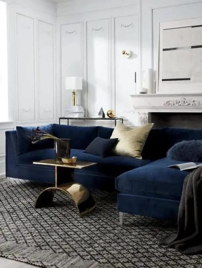 Deep Blue Seating With Gold Accents