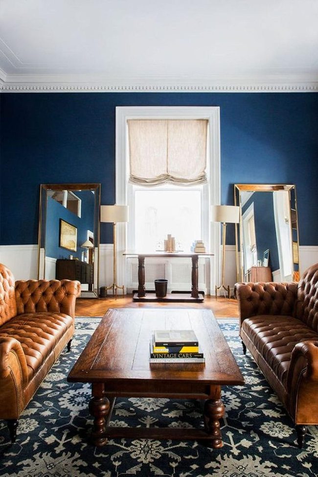 Brown Leather And Deep Blue Conversation