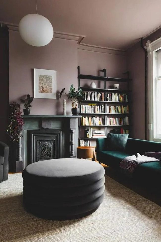 Black Ottoman Anchors Mauve Modern Living