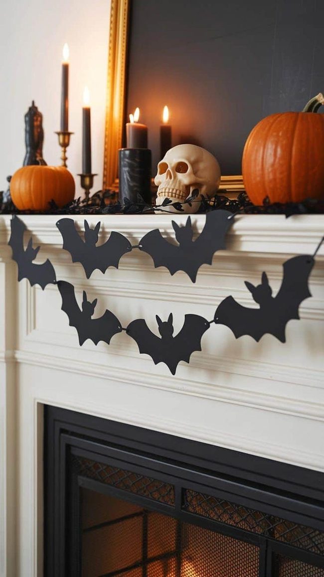 Black Bat Mantel Drape