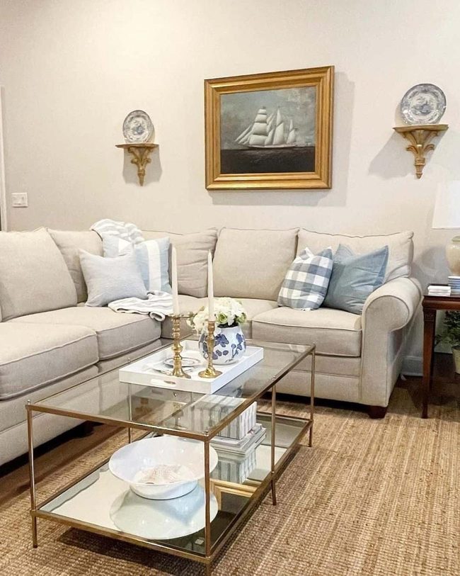 Oatmeal Sofa Meets Coastal Breeze