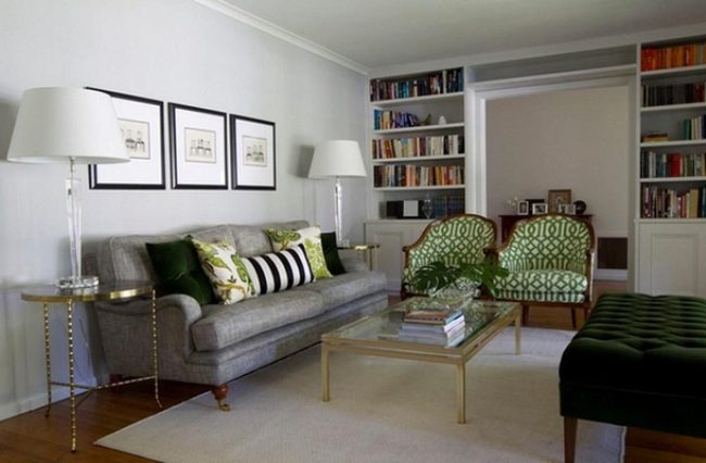 Gray Walls, Green Accents, Natural Light