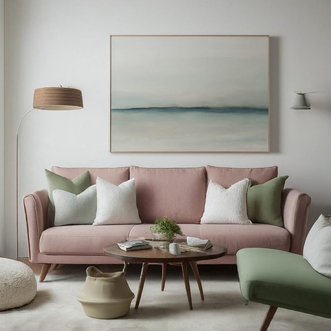 Pastel Gallery Wall With Coordinated Gentle Furnishings