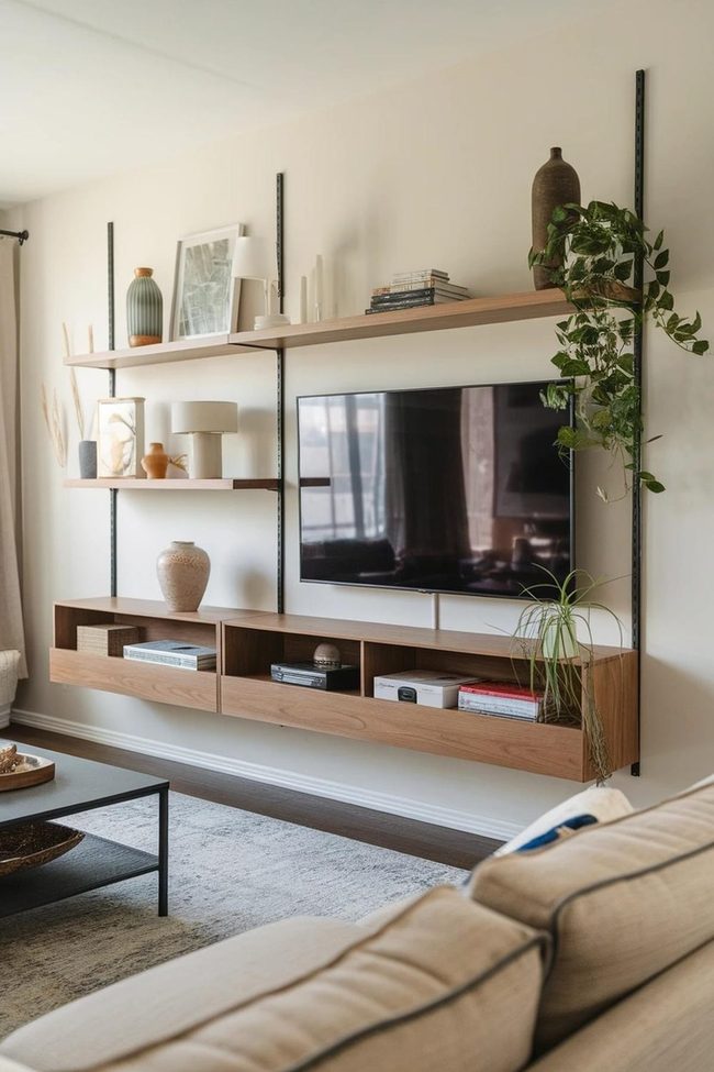 White Floating Shelves Organization