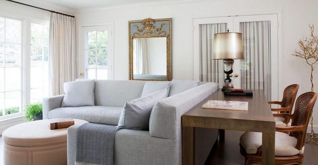 Gray Sofas, Gold Mirrors, Light