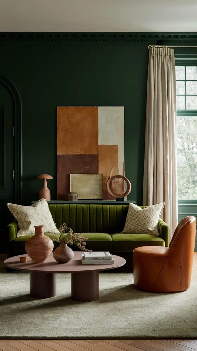 Deep Green Velvet With Earth Tone Layers