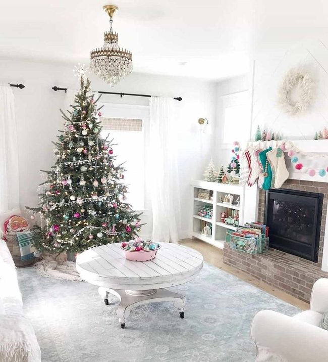 White And Blue Christmas Tree Centerpiece