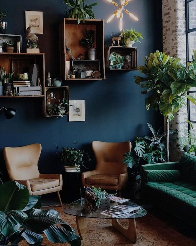 Green Velvet Sofa Blue Walls