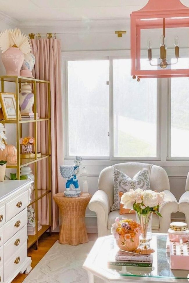Soft Pink Autumn Living Room