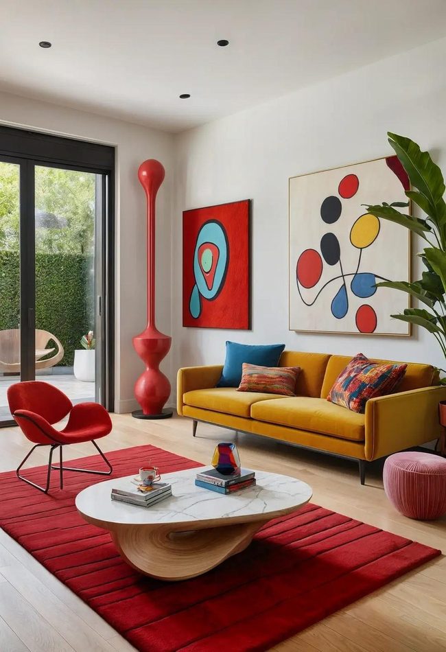 Red Rug Modern Furniture Pairing