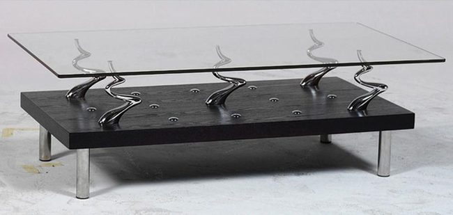 Glass Top Silver Metal Contemporary