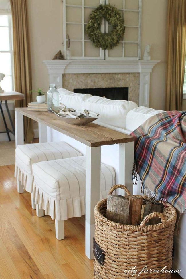 Natural Wood Console Sofa Set