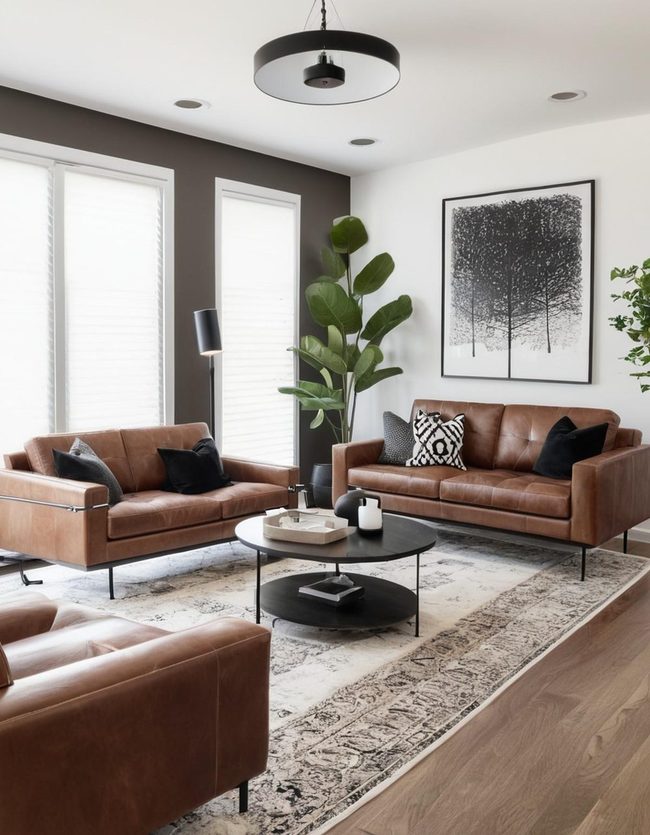 Brown Couch, Black and White Contrast