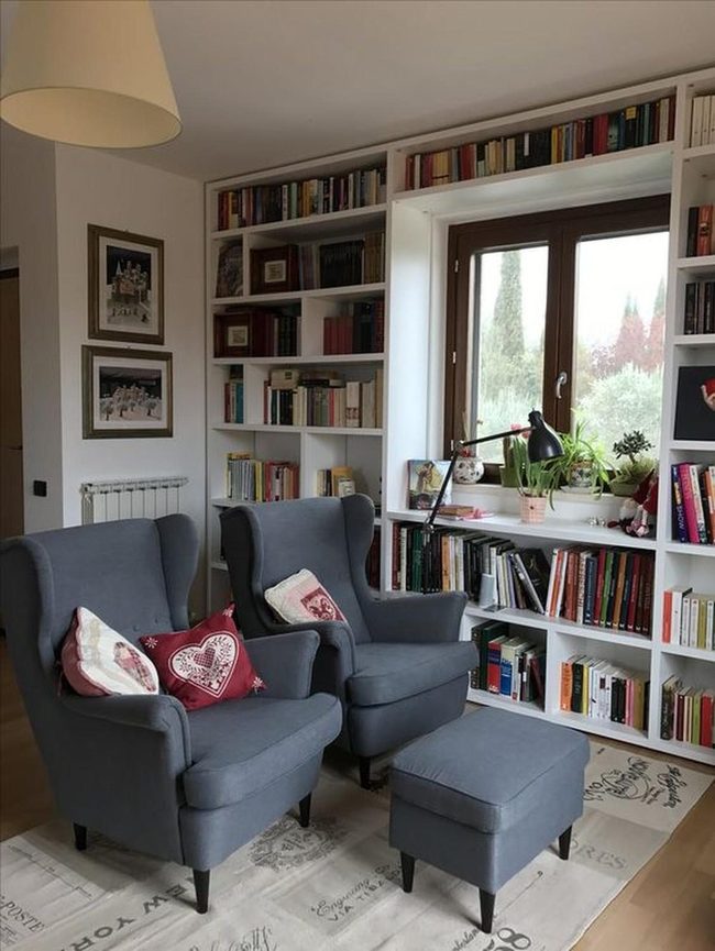 Paired Gray Chairs By Sunny Shelves