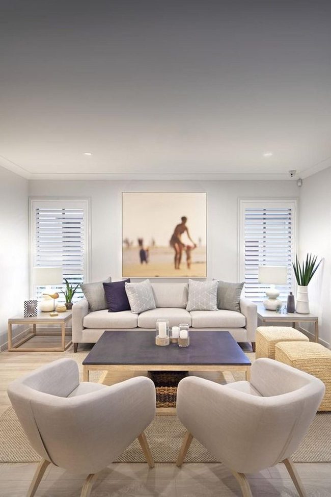 Candlelit Living Room With Purple Accents