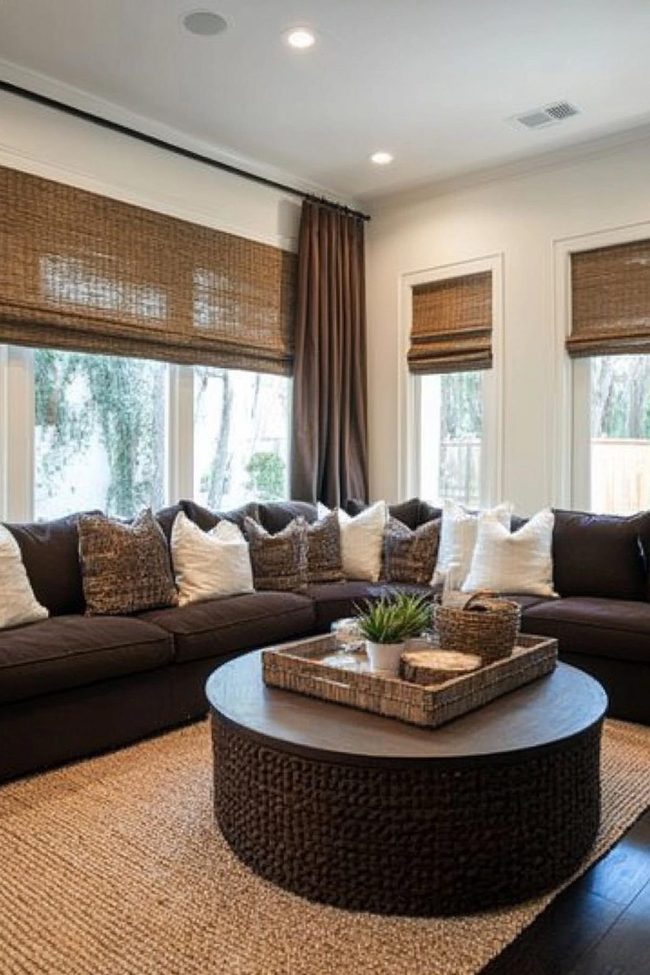 Chocolate Brown Leather Family Sectional