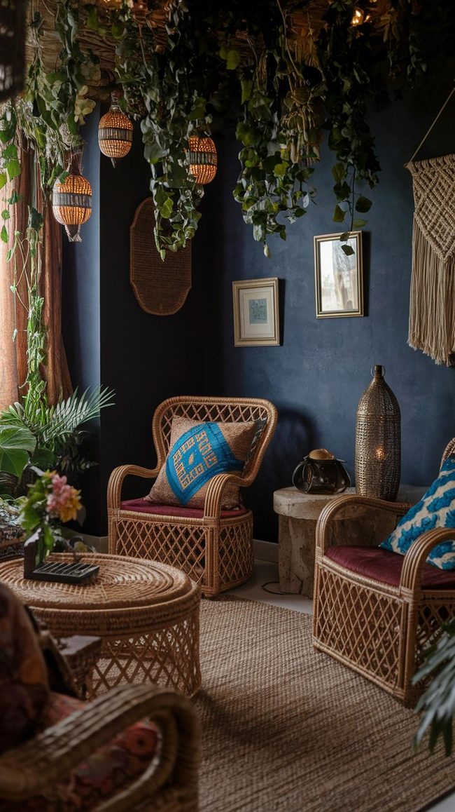 Deep Green Walls With Bohemian Layers