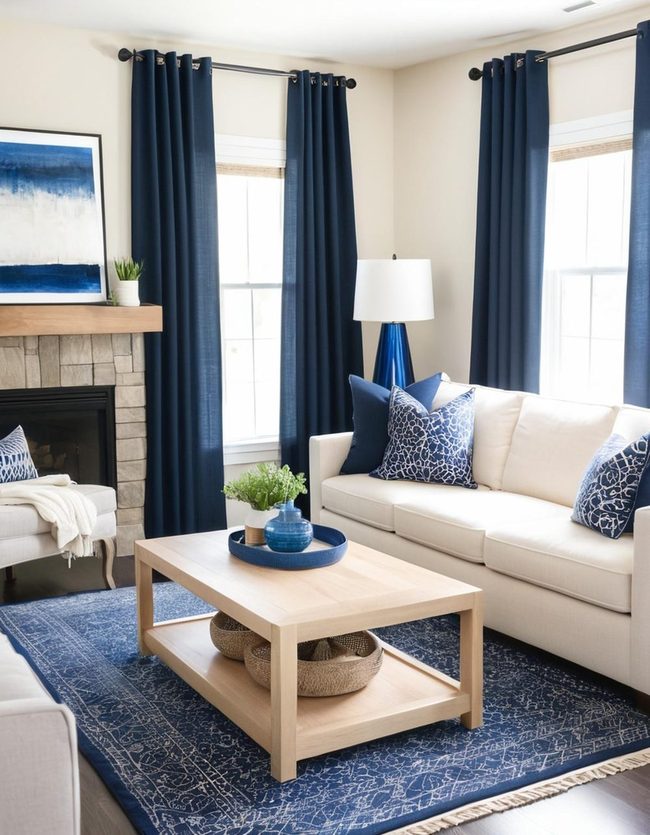 Blue Drapes Transform Room Focus