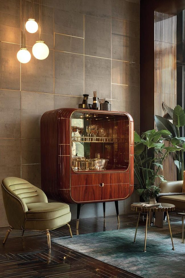 Aged Cabinet Bar With Original Hardware