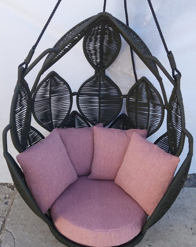 Natural Wood Chair With Leaf Pattern Details