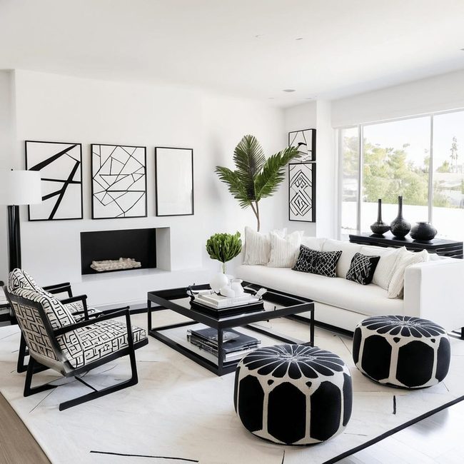 Crisp White and Black Geometry