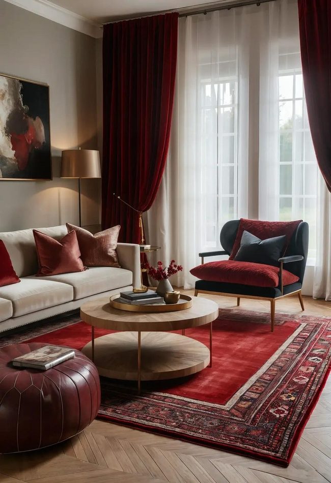 Red Rug Layers Multiple Textures