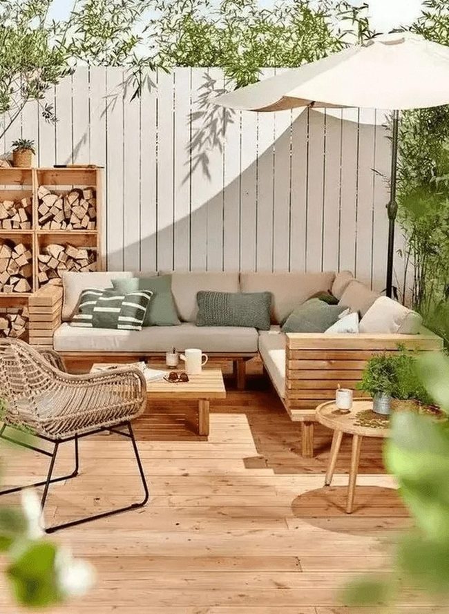 Wooden Deck Retreat With Wicker Comfort