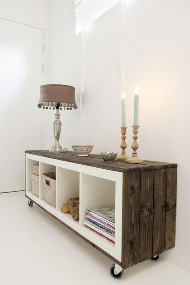 Dark-Top Console Brightens White Rooms