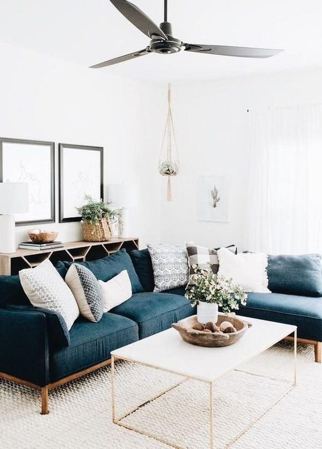 Deep Blue Sofa Steals The Show