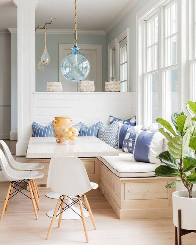 Sunlit Blue And White Dining Nook