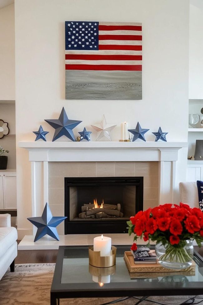 White Shelves with Patriotic Stars