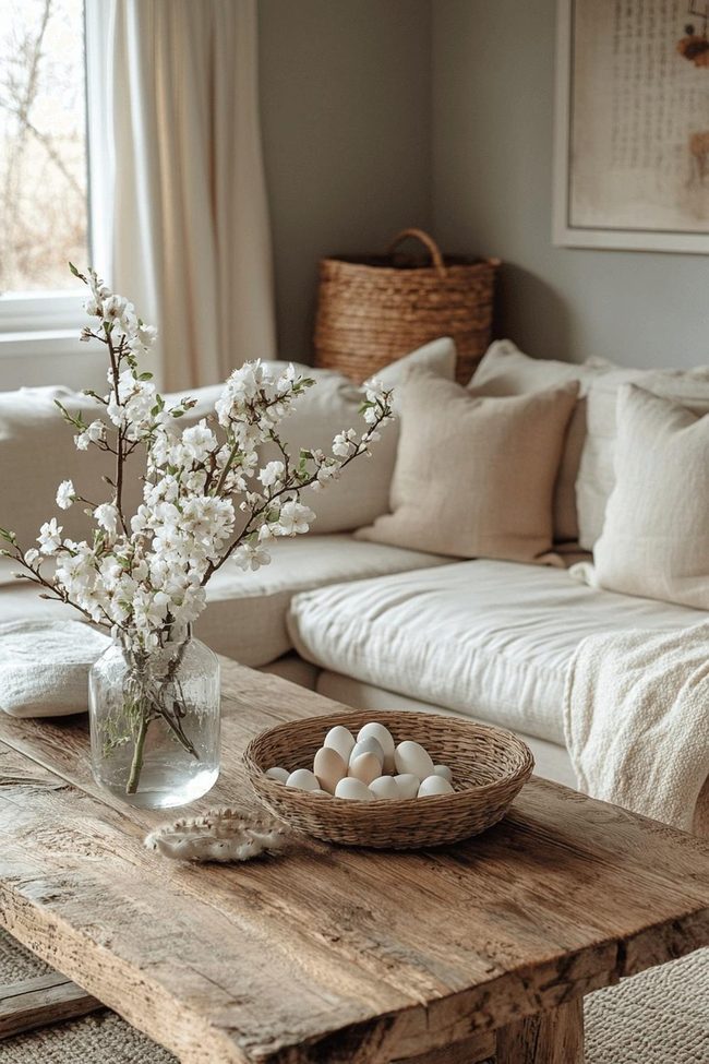 Cream And Rattan Easter Room