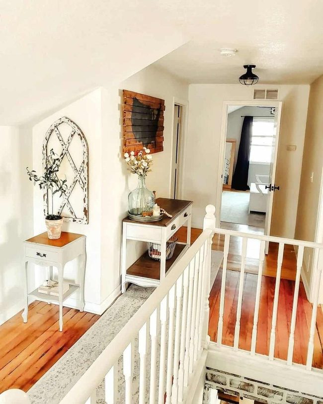 White Wood Hallway With Natural Botanicals