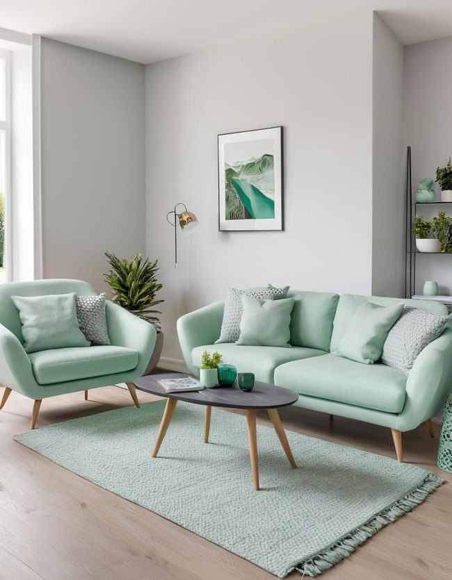 Grey Walls with Mint Accents