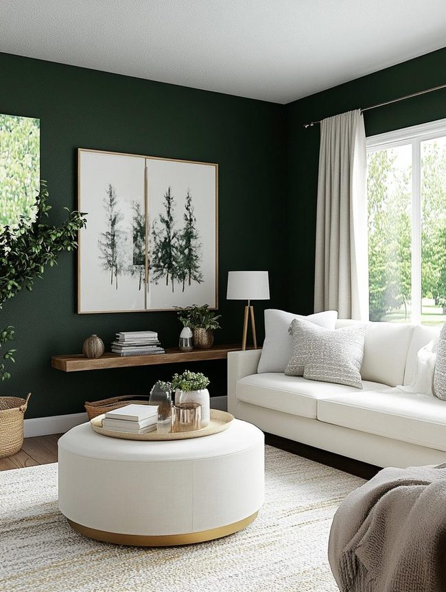 Deep Green Walls Neutral Elegance