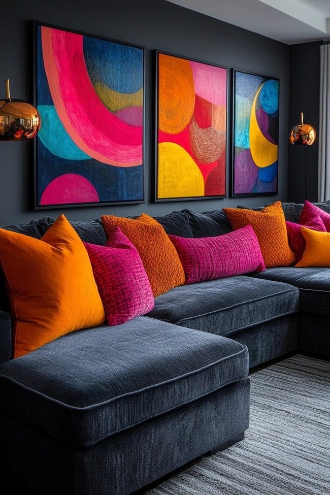 Grey Walls Meet Colorful Art
