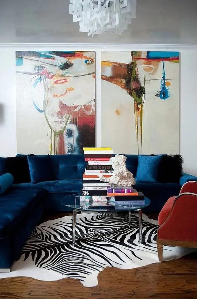 Deep Blue Velvet Meets Zebra Stripes