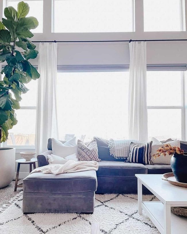 Dark Grey Couch With Diamond Rug