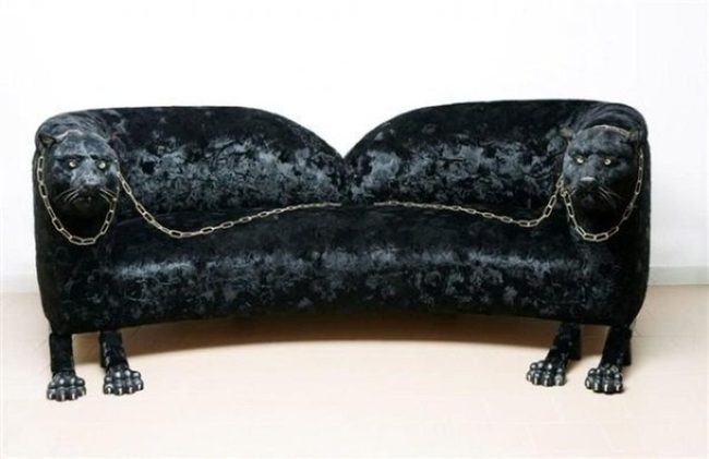 Black Velvet Panther Statement Sofa