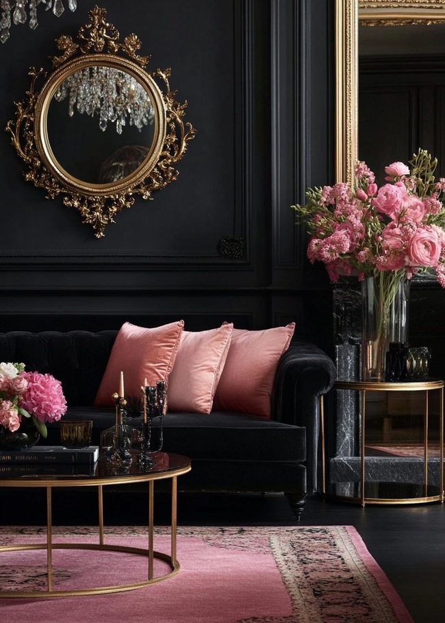 Blush Pink Softens Black Gold