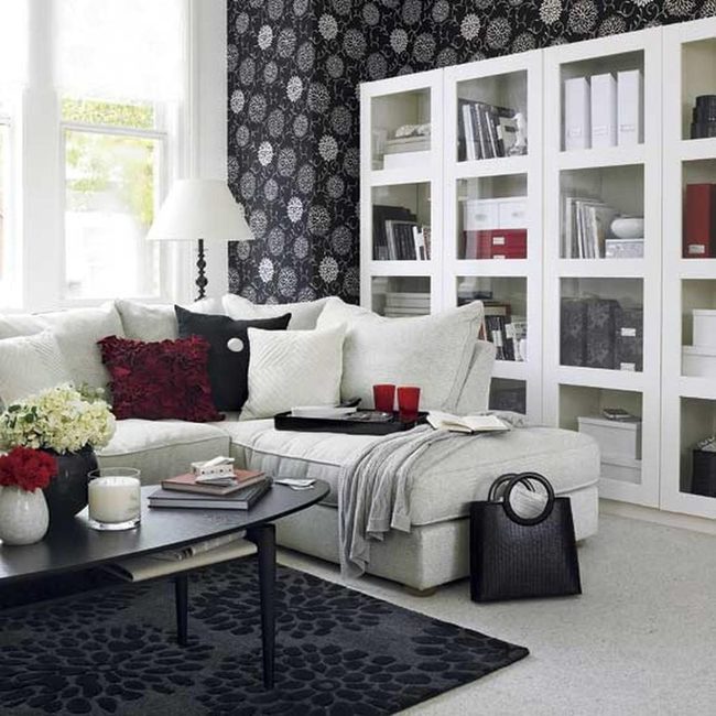 Deep Red Cushion Breaks Monochrome Calm